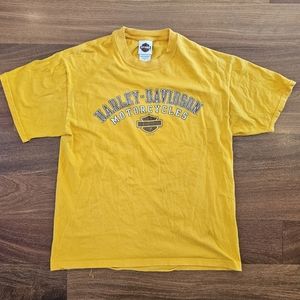 Vintage Harley Davidson Motorcycles YellowT-shirt Rochester NH Mens Large